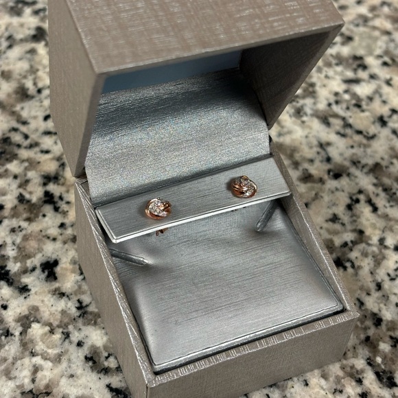 Zales Diamond Love Knot Stud Earrings in 10K Rose Gold - Picture 2 of 5